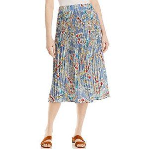 NWT $78 Status by Chenault Tropical Print Pleated Skirt L
